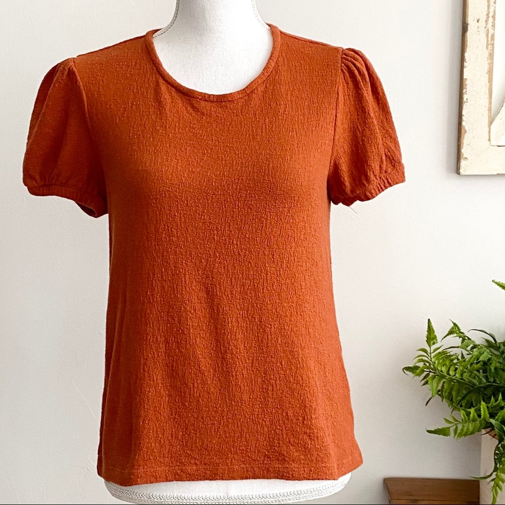 Madewell Burnt Orange Puffy Short Sleeve T…